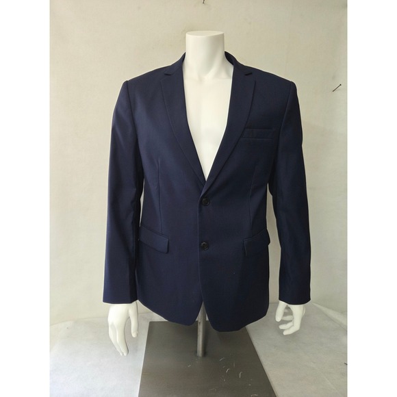 Kudoro Other - Kudoro Sport Coat Mens L Navy Blue Two Button Notch Lapel Slim‎ Fit Solid Blazer
